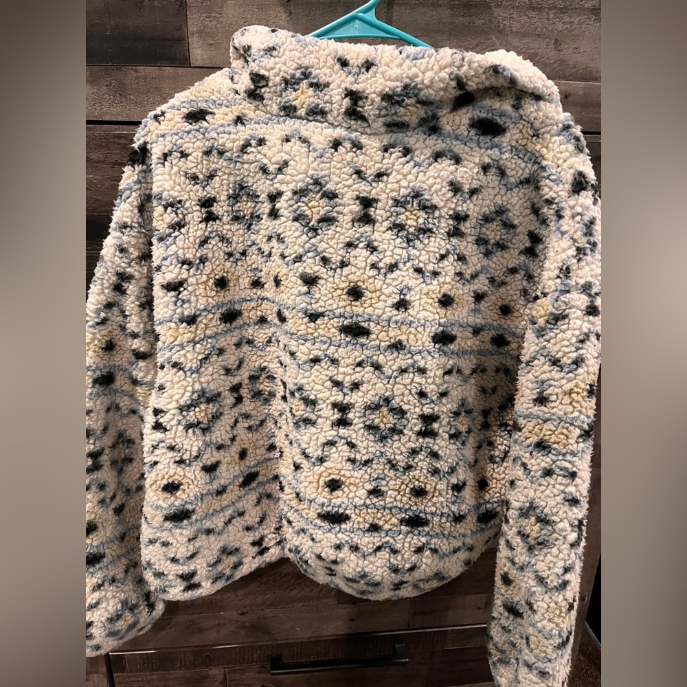 Cozy Patterned Sherpa Pullover